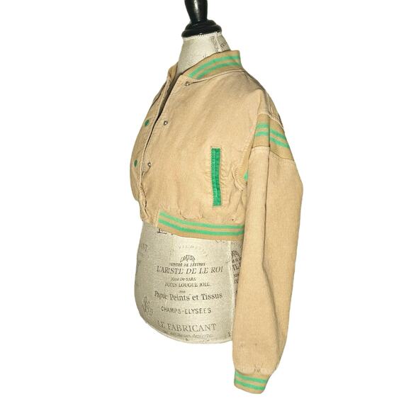 Urban Outfitters | Women | Corduroy Stripe Cropped Varsity Jacket | Size Small - Picture 4 of 16